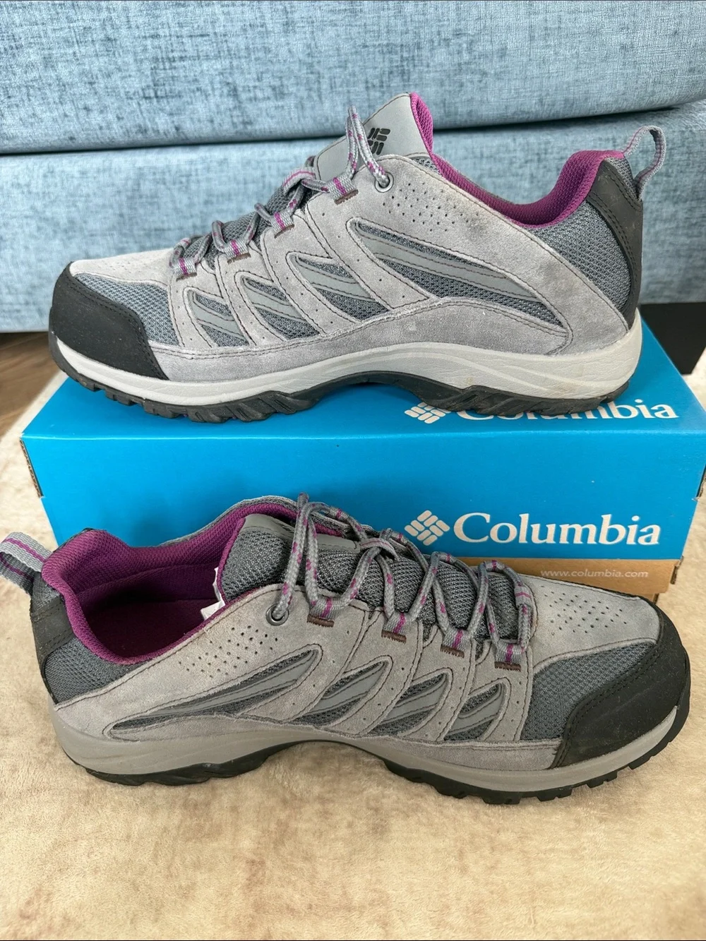Columbia Creatwood Waterproof Gray and Purple Women's Trail Sneakers